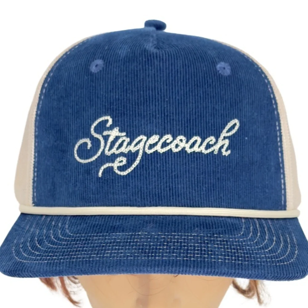 Stagecoach Festival 2025 Courdoroy Embroidered Blue and Tan Trucker SnapBack Hat